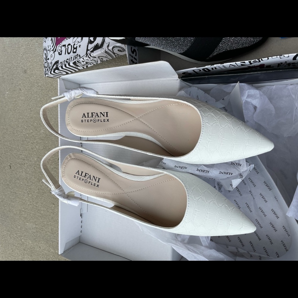 Alfani white sling backs